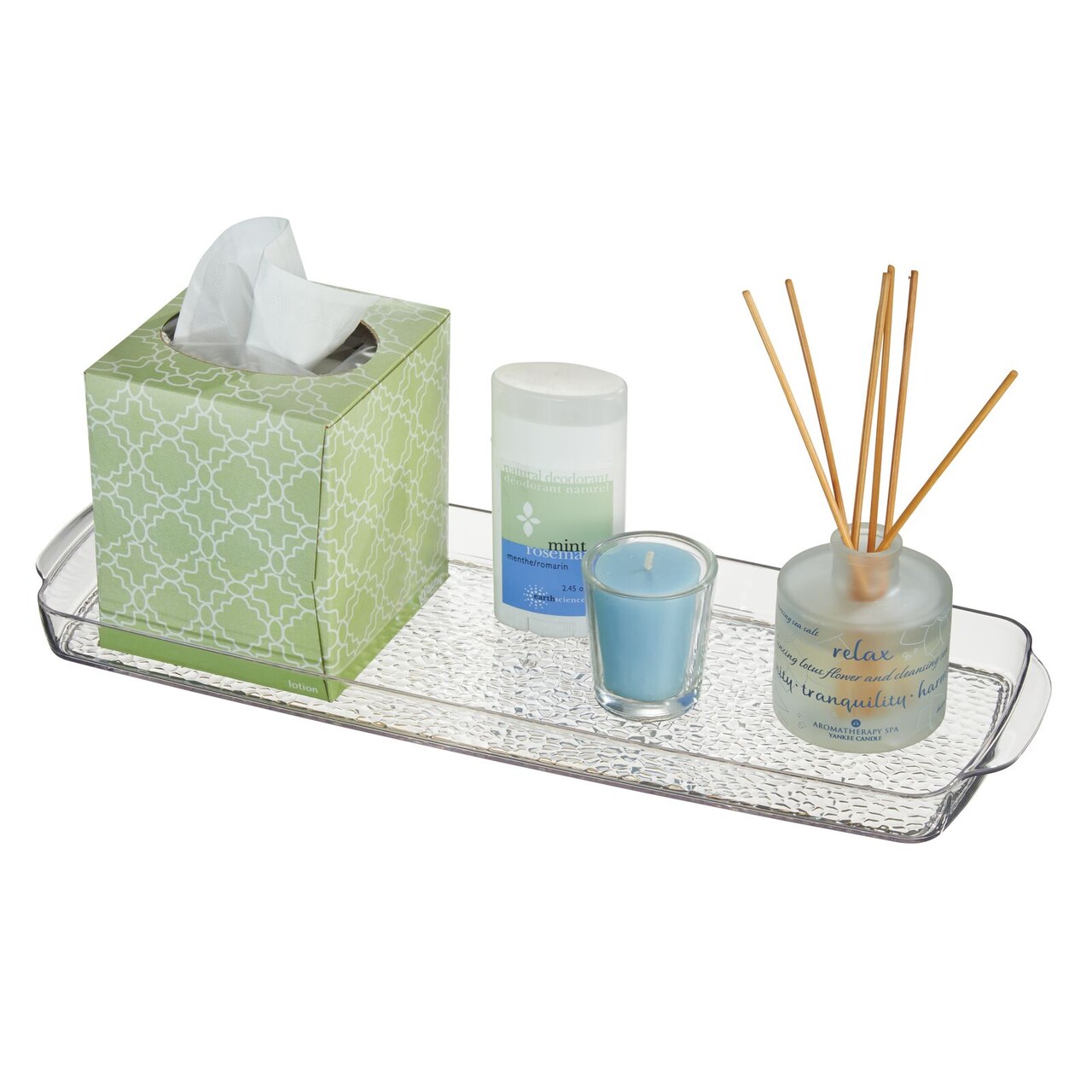 mDesign Long Plastic Bathroom Toilet Tank Storage Vanity Accessory Tray - Clear